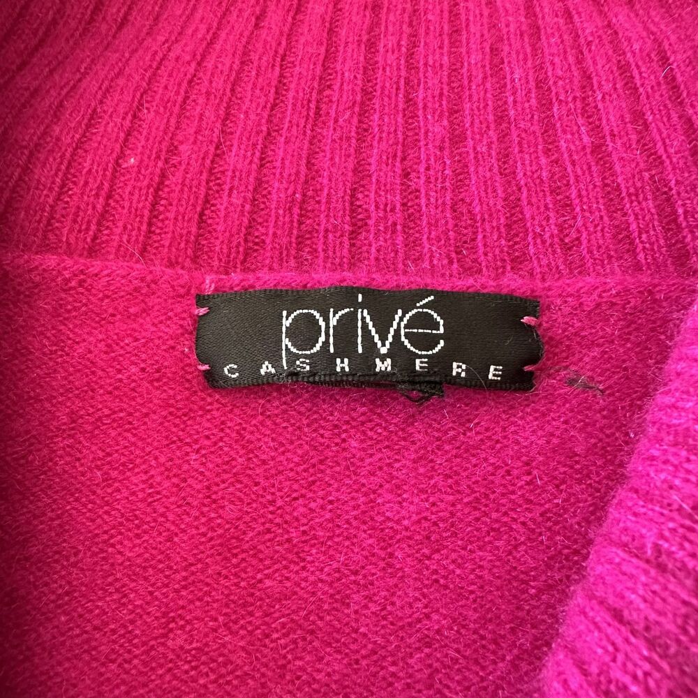Prive Cashmere Sweater Women Small Viloet Fuchsia Shawl Collar Luxury Knit - Picture 3 of 7